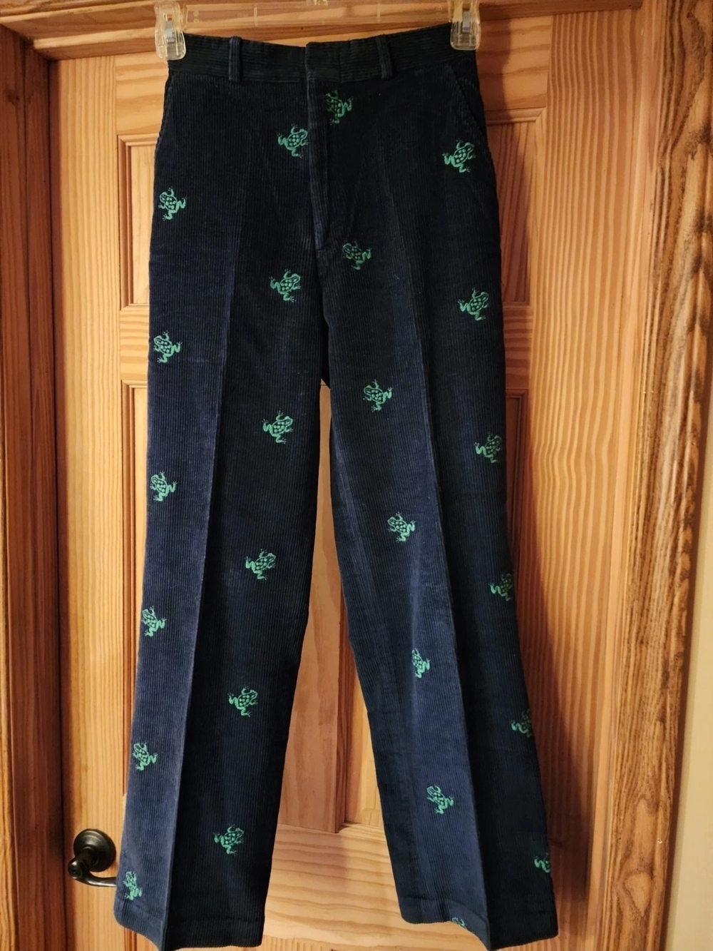 Vintage O'Connell's Frog Embroidered Corduroy Pants Navy Preppy Ivy Size 8